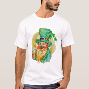 Camiseta Duende Alegre Bebendo Cerveja Shamrock Brew Pub