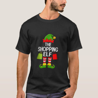 Camiseta Duende de Compras Natal Família Correspondente Esq