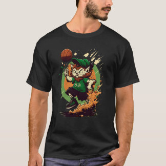 Camiseta Duende de Gato Basquetebol Dia de São Patrício Esp
