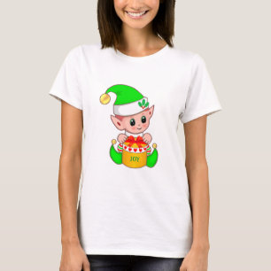 Camiseta Duende de Natal verde fofo