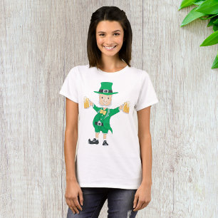 Camiseta Duende do Dia de São Patrício com Canecas de Cerve