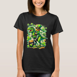 Camiseta Duende Montando Dinossauro T Rex St Pat Trex Patri