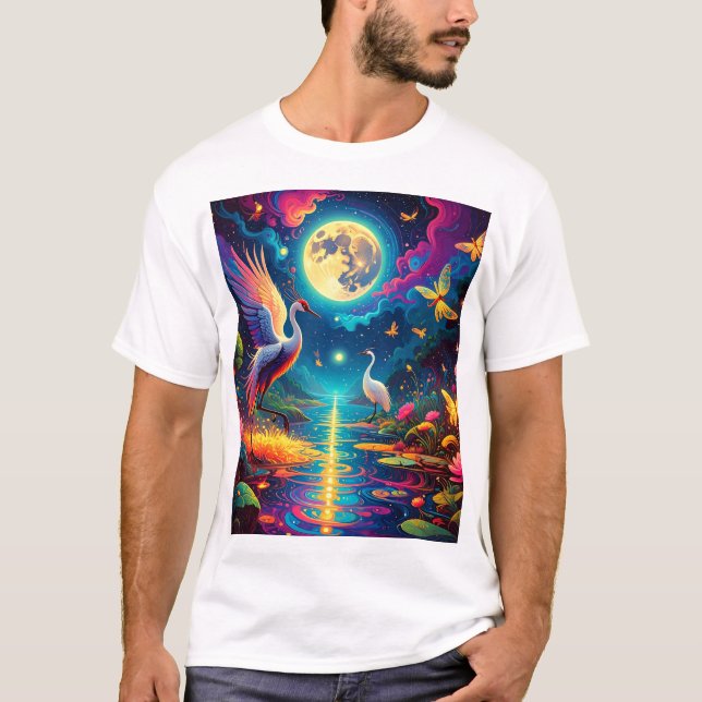 Camiseta Dueto de Grou e Libélula (Frente)