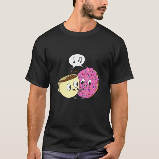 Camiseta Dueto De Mídia Social Para Rosquinha E Café (Frente)