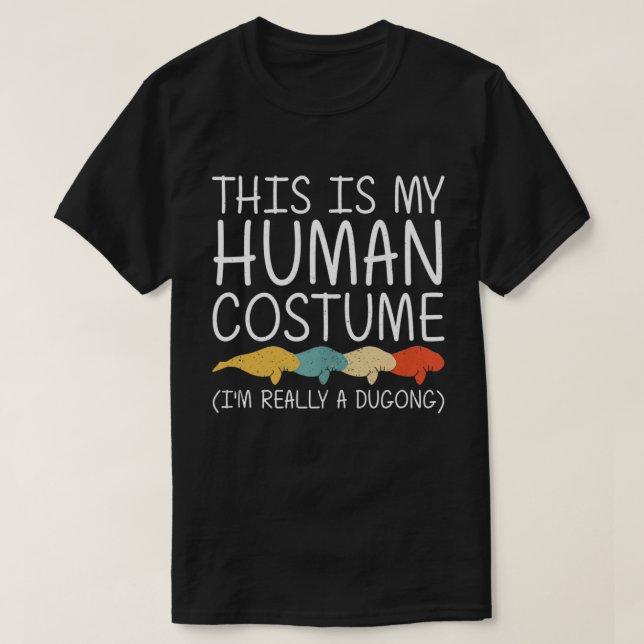 Camiseta Dugong Halloween Humano Costume Manatee Animal Eas (Frente do Design)
