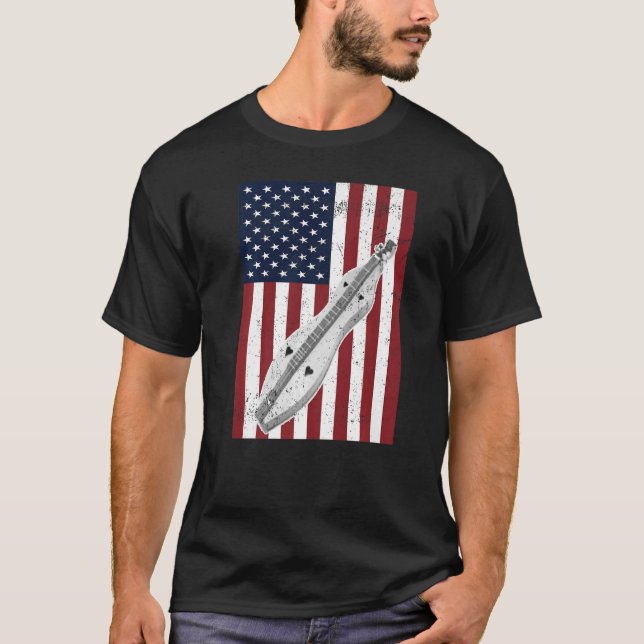 Camiseta Dulcimer American Flag Us Vintage (Frente)