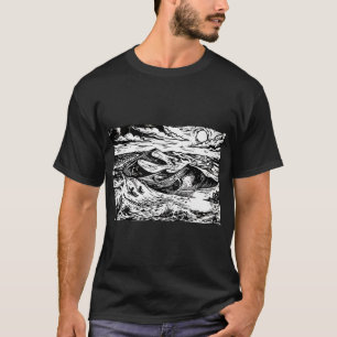 Camiseta Dunas de Areia de Lancelin Estilo Xilogravura Aust