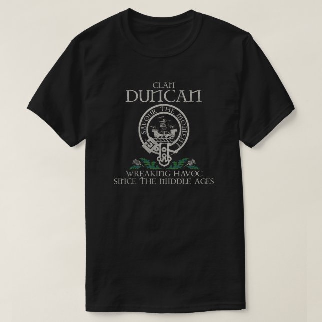 Camiseta Duncan Clan crest sobrenome escocês tartan Thistle (Frente do Design)