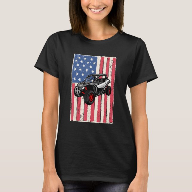 Camiseta Dune buggy para homens, a bandeira americana patri (Frente)