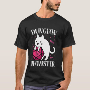 Camiseta Dungeon Meowster Engraçado Gamer D20