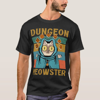 Camiseta Dungeon Meowster Engraçado Nerdy Gamer Cat Vintage