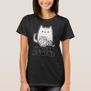 Camiseta Dungeon Meowster Gota Gato D20 Dice Board Nerd