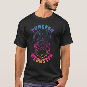 Camiseta Dungeon Meowster Nerdy Cat D20 Dice BoardGame Mas