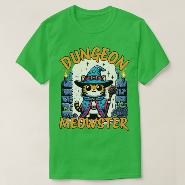 Camiseta Dungeon Meowster Roleplay Dungeon Master Cat (Frente do Design)