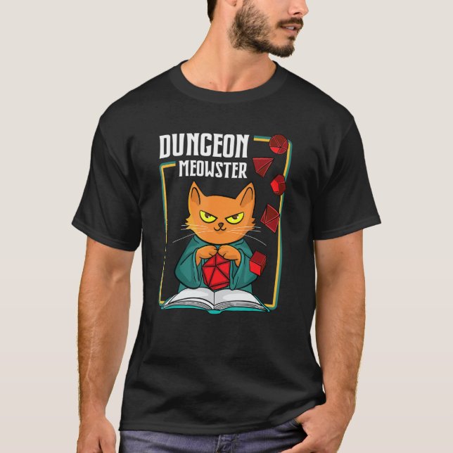 Camiseta Dungeon Meowster Rpg Tabletop Jogos Dm Reprodução (Frente)