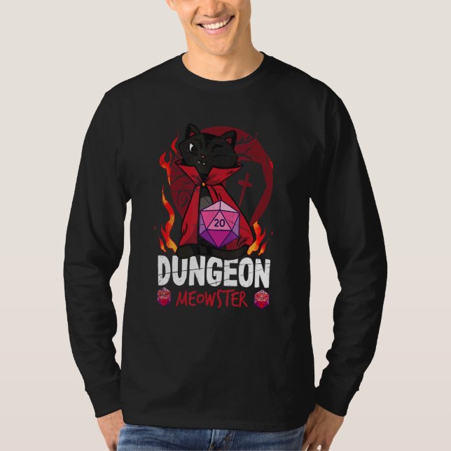 Camiseta Dungeon Meowster Tabletop Gamer Nerd Cat (Frente)