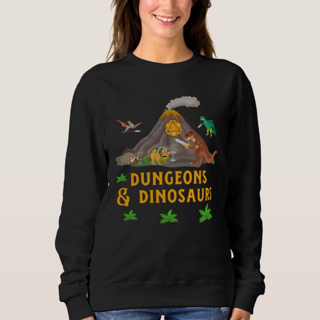 Camiseta Dungeons + Dinosaurs Role Playing  Tabletop Fantas (Frente)