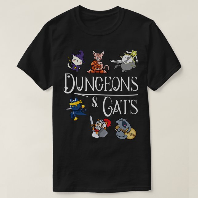 Camiseta Dungeons e Cats Dragão Engraçado Gato Kitten Lover (Frente do Design)