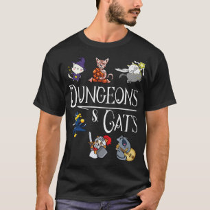 Camiseta Dungeons e Cats Dragão Engraçado Gato Kitten Lover