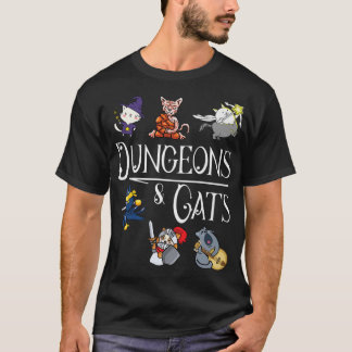 Camiseta Dungeons e Cats Dragão Engraçado Gato Kitten Lover