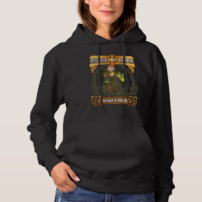 Camiseta Dungeons E Cats Sorcerer Kitten Cat D20 Dice Rpg (Frente)