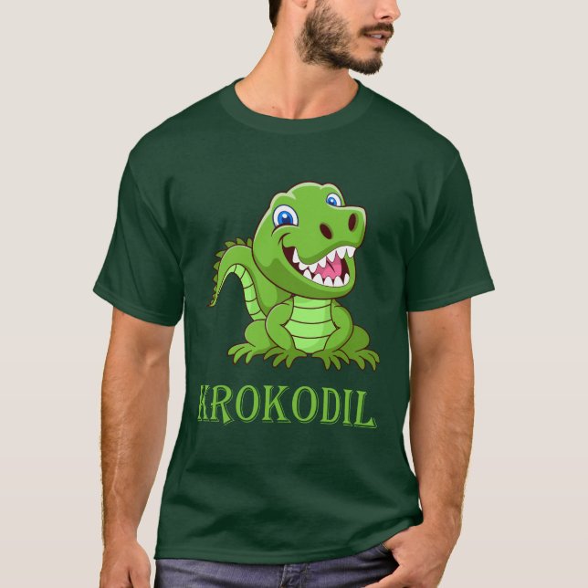 Camiseta dunkelgrünes Krokodil (Frente)