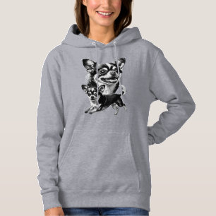 Camiseta Duo de Chihuahua Encantador Pet Preto e Branco