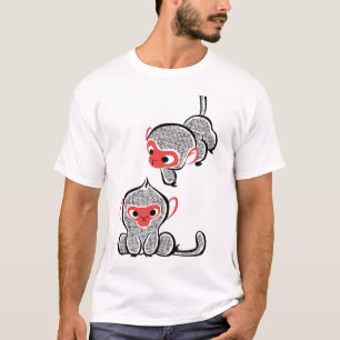 Camiseta Duo de Macacos Asiáticos: Sentados e Escalando