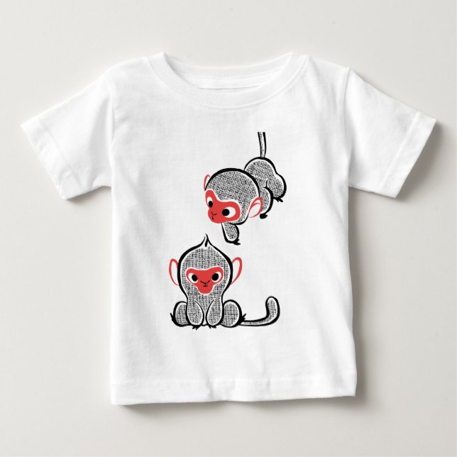 Camiseta Duo de Macacos Asiáticos: Sentados e Subindo (Frente)