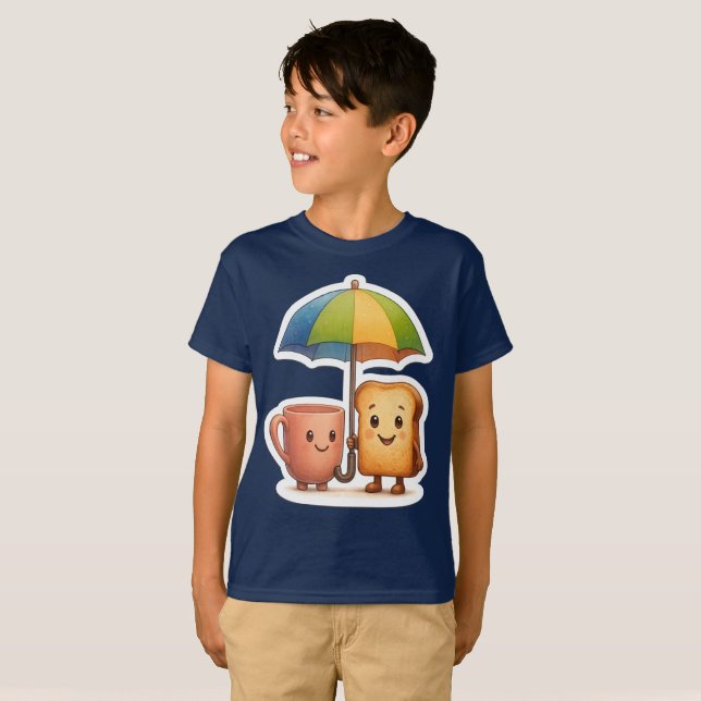 Camiseta Duo de Manhã Aconchegante ☕🍞 (Frente Completa)