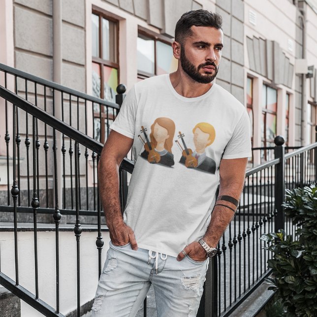 Camiseta Duo de Músicos Violinistas sem Rosto Casal de Músi (Criador carregado)