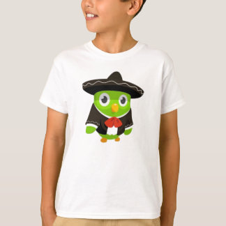 Camiseta Duolingo para o adesivo em língua espanhola