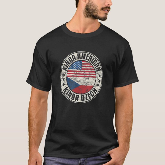 Camiseta dupla cidadania República Checa americana Bandeira (Frente)