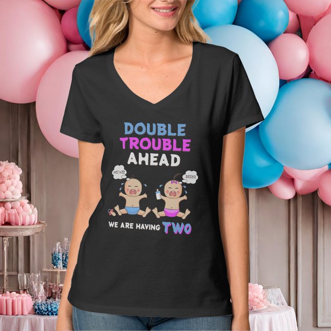 Camiseta Dupla Dificuldade De Twin Boy E Rapariga Mãe Para  (Criador carregado)
