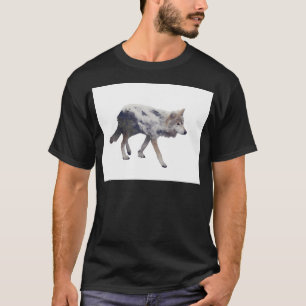 Camiseta Dupla Exposição Do Lobo E Da Floresta De Pinheiros