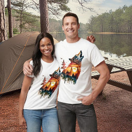 Camiseta Dupla exposição do lobo-guindaste