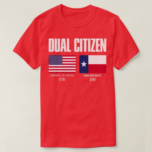 Camiseta Dupla independência do texas Cidadão Vintag liberd (Frente do Design)