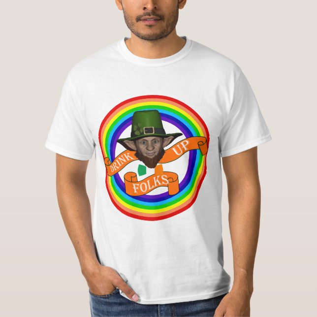 Camiseta Duplo arco-íris e duplo duelo irlandês verde (Frente)