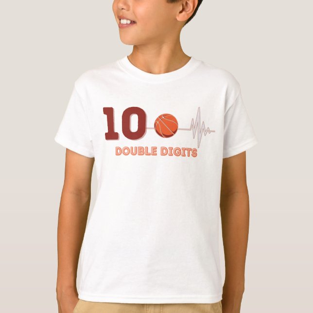 Camiseta Duplos Dígitos 10 Anos Aniversário - Basquete (Frente)