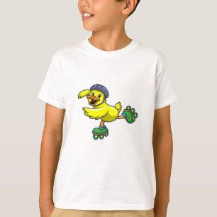 Camiseta Duque como skater com skates embutidos e capacete
