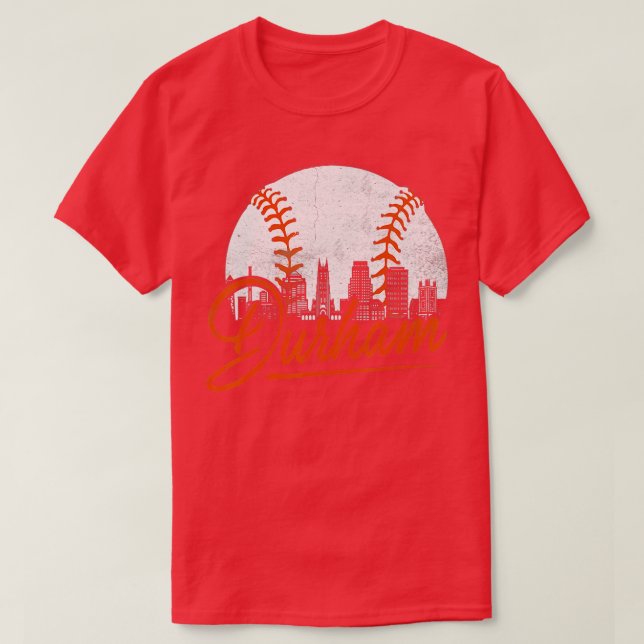 Camiseta Durham Baseball Skyline Bull City Funny Baseball L (Frente do Design)