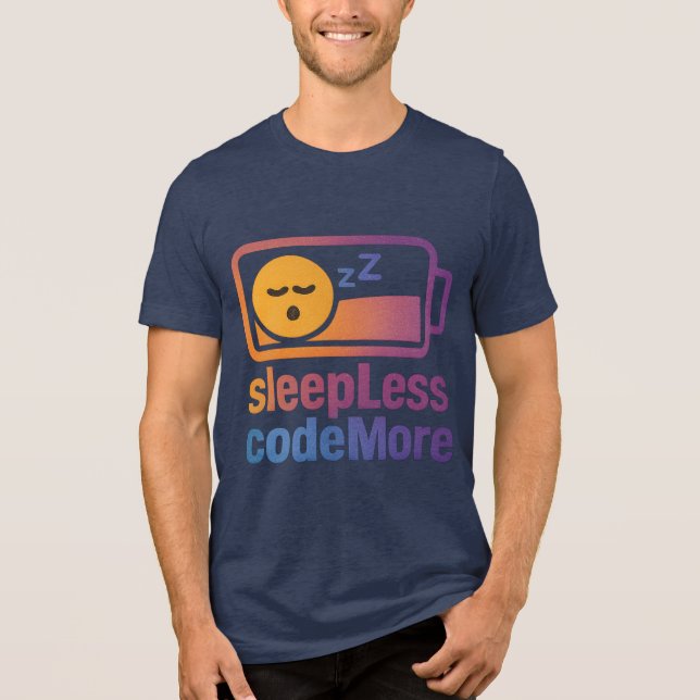 Camiseta Durma menos, codifique mais Design de TI (Frente)