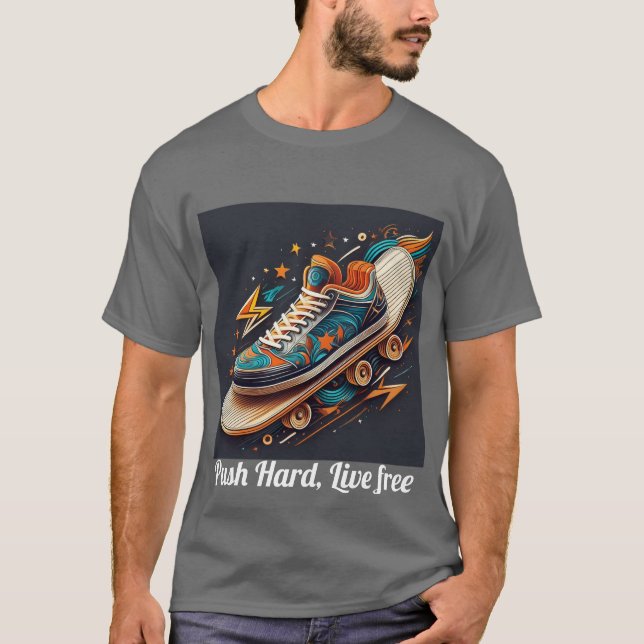 Camiseta "Duro, ao vivo livre - Teto do estilo de vida ativ (Frente)