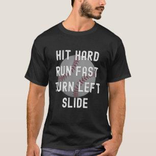 Camiseta Duro de Acertos de Baseball, Executar Rápido, Vira