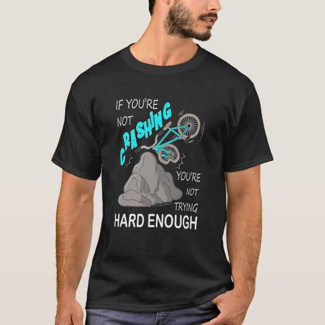 Camiseta duro de Bicicleta Engraçado de Bike Crash Mountain (Frente)