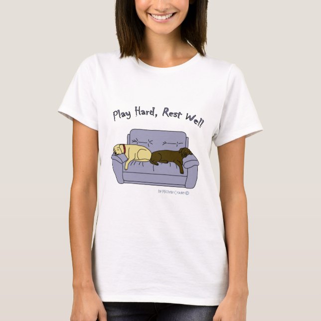 Camiseta duro de jogada de laboratório amarelo e chocolate (Frente)