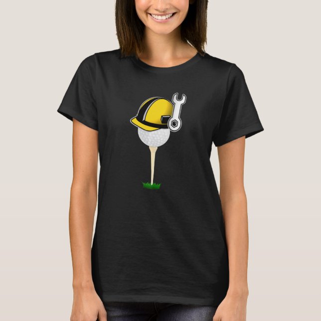 Camiseta Duro de Ouro de Golfe de Roupa de Construção Ameri (Frente)