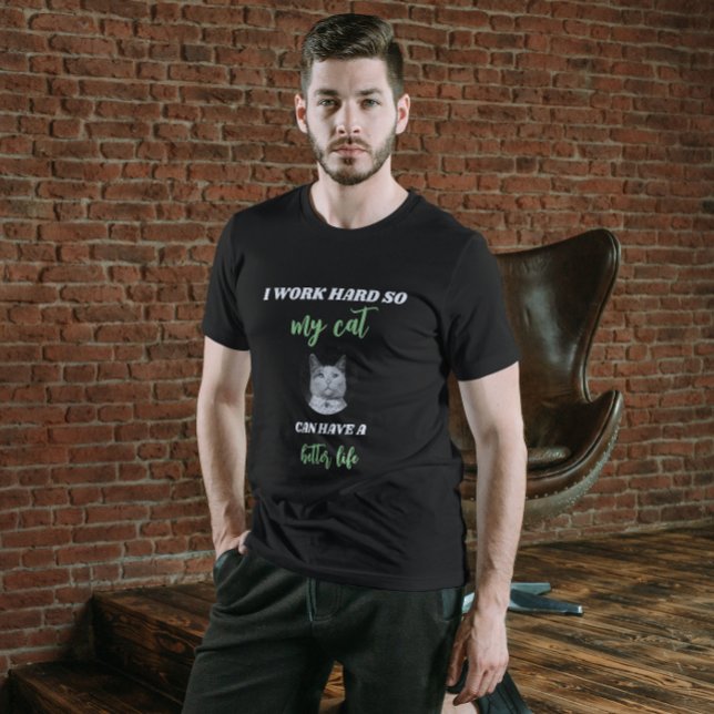 Camiseta Duro de Trabalho - Foto de Cat Personalizável (Criador carregado)