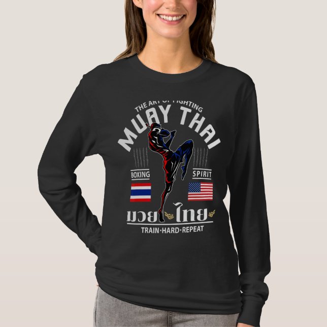 Camiseta Duro de trem in a box Tailandês Flag Muay Tailandê (Frente)