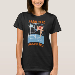Camiseta Duro do comboio e Natação rápida - Design do nadad